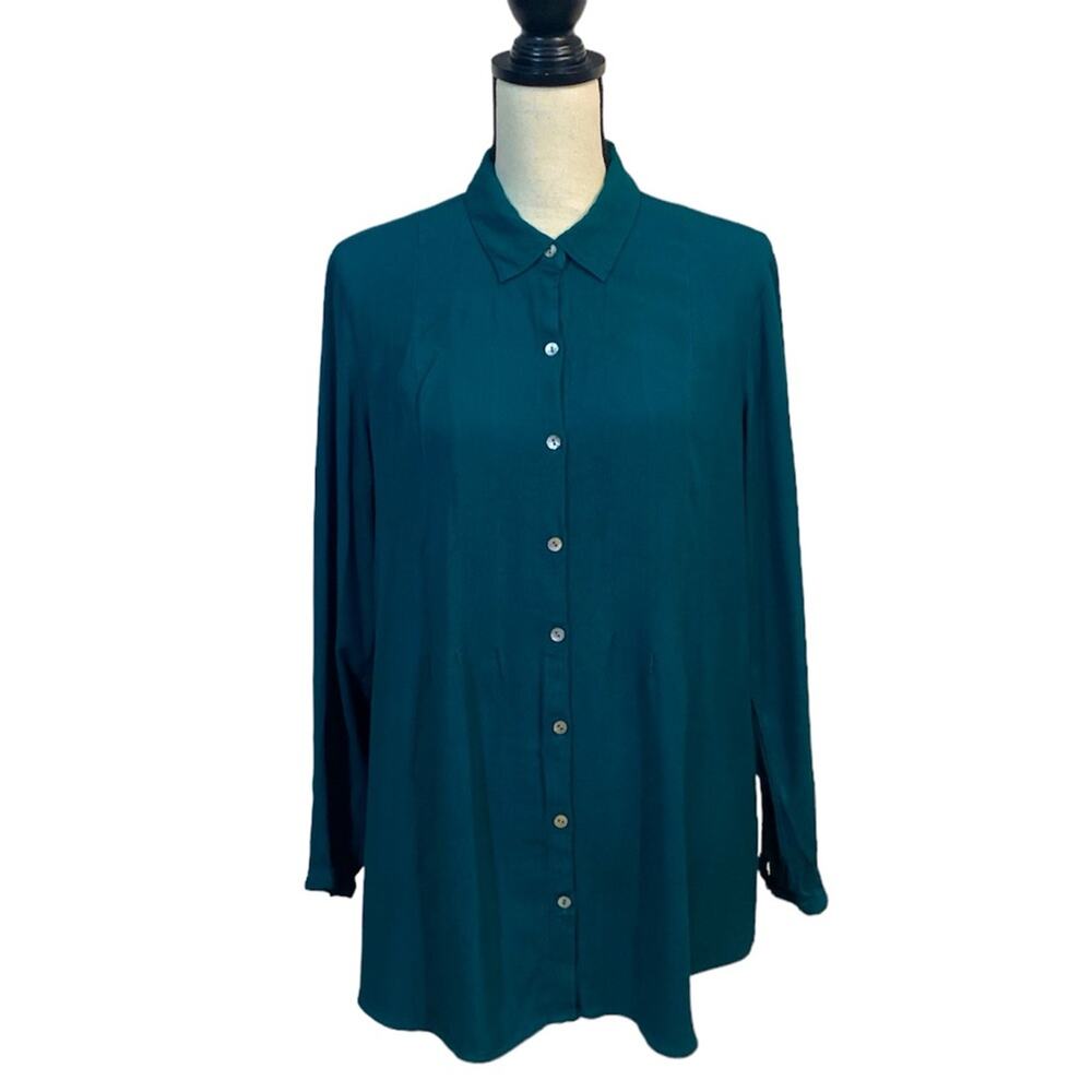 J. Jill Green Pintuck Front Top Size Large